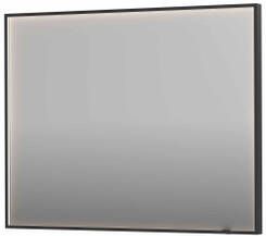 INK SP19 rechthoekige spiegel verzonken in kader met dimbare LED-verlichting color changing spiegelverwarming en schakelaar 100 x 4 x 80 cm geborsteld metal black