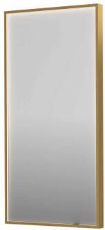 INK SP19 rechthoekige spiegel verzonken in kader met dimbare LED-verlichting color changing spiegelverwarming en schakelaar 50 x 4 x 100 cm geborsteld mat goud