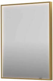 INK SP19 rechthoekige spiegel verzonken in kader met dimbare LED-verlichting color changing spiegelverwarming en schakelaar 60 x 4 x 80 cm geborsteld mat goud