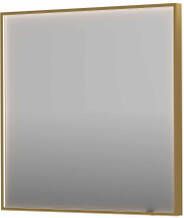 INK SP19 spiegel 80x4x80cm rechthoek in stalen kader incl dir LED verwarming color changing dimbaar en schakelaar geborsteld mat goud 8409047