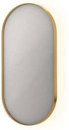 INK SP21 ovale spiegel verzonken in stalen kader met indirecte LED-verlichting verwarming colour-changing en sensorschakelaar 80 x 40 x 4 cm mat goud