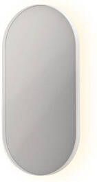 INK SP21 ovale spiegel verzonken in stalen kader met indirecte LED-verlichting verwarming colour-changing en sensorschakelaar 80 x 40 x 4 cm mat wit