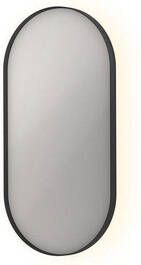 INK SP21 ovale spiegel verzonken in stalen kader met indirecte LED-verlichting verwarming colour-changing en sensorschakelaar 80 x 40 x 4 cm mat zwart
