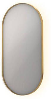 INK SP21 ovale spiegel verzonken in stalen kader met indirecte LED-verlichting verwarming colour-changing en sensorschakelaar 100 x 50 x 4 cm mat goud