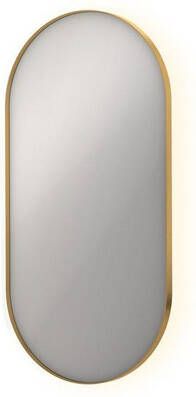 INK SP21 ovale spiegel verzonken in stalen kader met indirecte LED-verlichting verwarming colour-changing en sensorschakelaar 120 x 60 x 4 cm mat goud