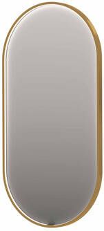 INK SP28 ovale spiegel verzonken in kader met dimbare LED-verlichting color changing spiegelverwarming en schakelaar 100 x 4 x 40 cm geborsteld mat goud
