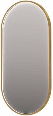 INK SP28 ovale spiegel verzonken in kader met dimbare LED-verlichting color changing spiegelverwarming en schakelaar 120 x 4 x 40 cm geborsteld mat goud