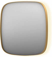 INK SP30 contour spiegel in stalen kader met dimbare indirecte LED-verlichting spiegelverwarming color changing en schakelaar 100 x 4 x 100 cm geborsteld mat goud