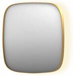 INK SP30 contour spiegel in stalen kader met dimbare indirecte LED-verlichting spiegelverwarming color changing en schakelaar 40 x 4 x 40 cm geborsteld mat goud