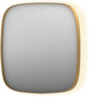 INK SP30 contour spiegel in stalen kader met dimbare indirecte LED-verlichting spiegelverwarming color changing en schakelaar 80 x 4 x 80 cm geborsteld mat goud