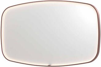 INK SP31 contour spiegel in stalen kader met dimbare directe LED-verlichting spiegelverwarming color changing en schakelaar 140 x 4 x 80 cm geborsteld koper