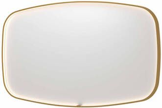 INK SP31 contour spiegel in stalen kader met dimbare directe LED-verlichting spiegelverwarming color changing en schakelaar 140 x 4 x 80 cm geborsteld mat goud