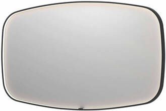 INK SP31 contour spiegel in stalen kader met dimbare directe LED-verlichting spiegelverwarming color changing en schakelaar 140 x 4 x 80 cm mat zwart