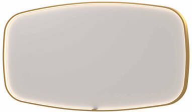 INK SP31 contour spiegel in stalen kader met dimbare directe LED-verlichting spiegelverwarming color changing en schakelaar 160 x 4 x 80 cm geborsteld mat goud