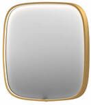INK SP31 contour spiegel in stalen kader met dimbare directe LED-verlichting spiegelverwarming color changing en schakelaar 40 x 4 x 40 cm geborsteld mat goud
