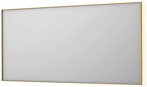 INK SP32 rechthoekige spiegel in stalen kader met dimbare indirect LED-verlichting spiegelverwarming color changing en schakelaar 160 x 4 x 80 cm geborsteld mat goud