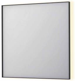 INK SP32 rechthoekige spiegel in stalen kader met dimbare indirect LED-verlichting spiegelverwarming color changing en schakelaar 80 x 4 x 80 cm mat zwart