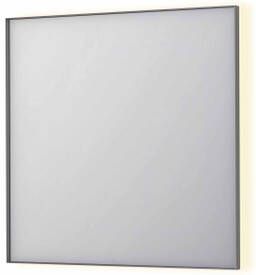 INK SP32 rechthoekige spiegel in stalen kader met dimbare indirect LED-verlichting spiegelverwarming color changing en schakelaar 80 x 4 x 80 cm geborsteld rvs