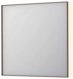 INK SP32 rechthoekige spiegel in stalen kader met dimbare indirect LED-verlichting spiegelverwarming color changing en schakelaar 80 x 4 x 80 cm geborsteld koper