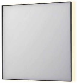 INK SP32 rechthoekige spiegel in stalen kader met dimbare indirect LED-verlichting spiegelverwarming color changing en schakelaar 80 x 4 x 80 cm geborsteld metal black