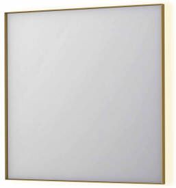 INK SP32 rechthoekige spiegel in stalen kader met dimbare indirect LED-verlichting spiegelverwarming color changing en schakelaar 80 x 4 x 80 cm geborsteld mat goud