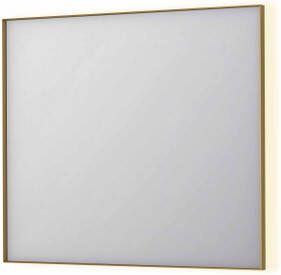INK SP32 rechthoekige spiegel in stalen kader met dimbare indirect LED-verlichting spiegelverwarming color changing en schakelaar 90 x 4 x 80 cm geborsteld mat goud