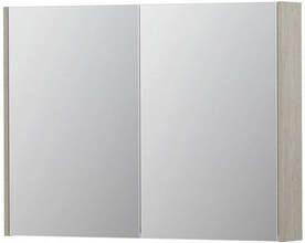 INK SPK2 spiegelkast met 2 dubbelzijdige spiegeldeuren 4 verstelbare glazen planchetten stopcontact en schakelaar 100 x 14 x 73 cm krijt wit