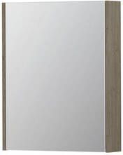 INK SPK2 spiegelkast met 1 dubbelzijdige spiegeldeur 2 verstelbare glazen planchetten stopcontact en schakelaar 60 x 14 x 73 cm greige eiken