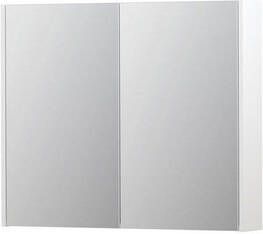 INK SPK2 spiegelkast met 2 dubbelzijdige spiegeldeuren 2 verstelbare glazen planchetten stopcontact en schakelaar 90 x 14 x 73 cm mat wit