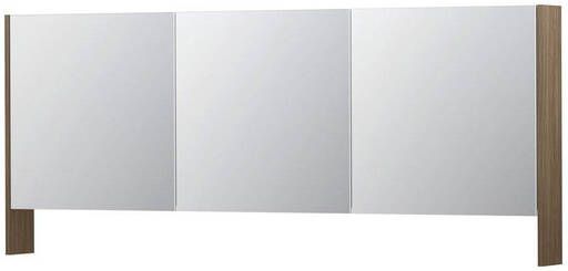 Ink SPK3 Spiegelkast 180x14x74cm 3 deuren dubbelzijdige Spiegel open planchet schakelaar en stopcontact MFC Zuiver eiken 1110420