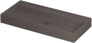 Ink United wastafel porselein zonder kraangat incl. porseleinen click plug en verborgen overloop systeem Mat basento 1000x450mm (bxd)
