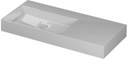 INK United porseleinen wastafel links zonder kraangat met porseleinen click-plug en verborgen overloop systeem 100 x 45 x 11 cm glanzend wit
