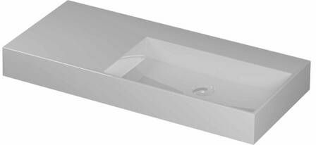INK United porseleinen wastafel rechts zonder kraangat met porseleinen click-plug en verborgen overloop systeem 100 x 45 x 11 cm glanzend wit