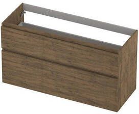INK Wastafelonderkast 120x45x65cm 2 lades greeploos houten keerlijst a symmetrisch MFC Naturel eiken 1257953