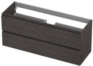 INK wastafelonderkast 120x52x40cm 2 lades greeploos houten keerlijstHoutdecor Oergrijs 1257036