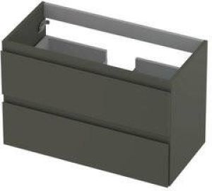 INK wastafelonderkast 80x52x40cm 2 lades greeploos gelakt Mat beton groen 1241017