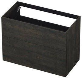 INK wastafelonderkast 2 laden greeploos push to open hout decor 90x45x65cm gerookt eiken