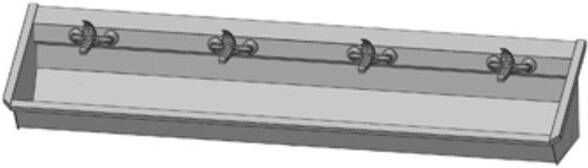 Intersan Sanilav muurwastrog met 1 greeps mengkraan 240cm 4 personen RVS 104M6