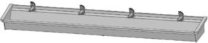 Intersan Sanilav muurwastrog met 1 greeps wastafelkraan 240cm 4 personen RVS 504L4