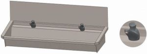 Intersan Sanilav wasgoot met spatbord 120cm met 2 zelfsluitendekranen inox 304 302L3