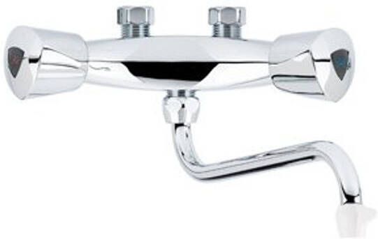 ITHO DAALDEROP wastafelkraan tweegreeps draaibaar 200mm voorsprong messing chroom-look 0300097