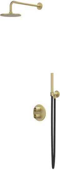 IVY Concord Regendoucheset inbouw 2-weg stop-omstel 40cm wandarm 20cm medium hoofddouche rond houder met uitlaat 150cm doucheslang staafmodel handdouche RVS316 geborsteld mat goud PVD CSC2IMPAAAA - Foto 1