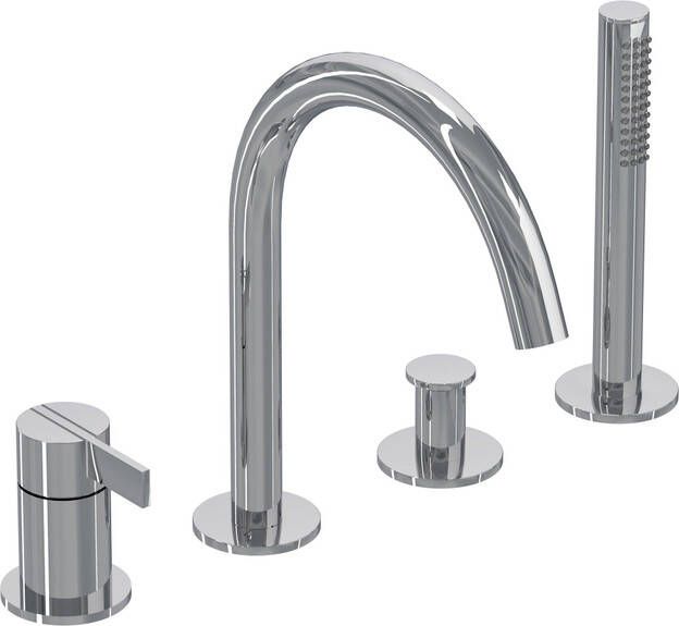 IVY Pact badrandcombinatie 4-gats mengkraan met draaibare uitloop uittrekbare staafhanddouche chroom