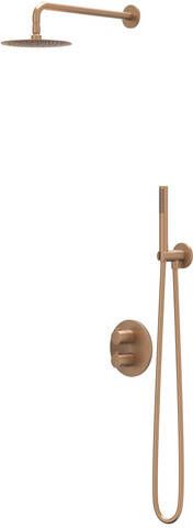 Ivy Pact Regendoucheset inbouw 2-weg stop-omstel 15cm plafondbuis 20cm medium hoofddouche rond houder met uitlaat 150cm doucheslang 3-standen handdouche Geborsteld mat koper PVD CSP2GKBDBA - Foto 1