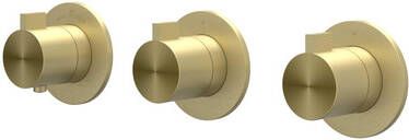 IVY Tribe Afbouwdeel voor Inbouwthermostaat 3 stopkranen symmetry ronde rozetten RVS316 geborsteld mat goud PVD 6201322