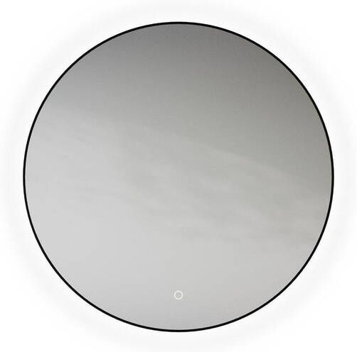 Looox Mirror collection spiegel rond 80cm ind.LED verl. sp.verw. m.black SPMBLR800