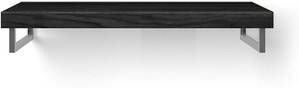 Looox Wood collection Solo wastafelblad 100x46cm met handdoekhouder links & rechts RVS geborsteld Massief eiken Black WBSOLOBL100RVS