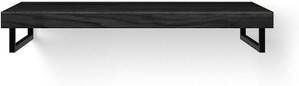 Looox Wood collection Solo wastafelblad 100x46cm met handdoekhouder links & rechts zwart mat Massief eiken Black WBSOLOBL100MZ