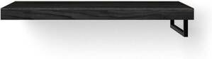 Looox Wood collection Solo wastafelblad 100x46cm Met handdoekhouder (rechts) mat zwart Massief eiken Black WBSOLORBL100MZ