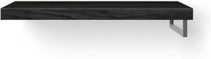 Looox Wood collection Solo wastafelblad 100x46cm Met handdoekhouder (rechts) RVS geborsteld Massief eiken Black WBSOLORBL100RVS